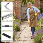 FIMXSD Crack Weeder Tool, 59-Inch Long Handle Crevice Weeding Tool with L-Shaped Stainless Steel Blade, Manual Weed Puller for Sidewalk, Driveway, Pavers, Patio and Deck Edges