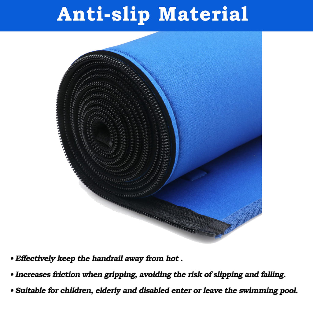 Ginchain Pool Handrail Cover, Slip Resistant Zippered Hand Grip Rail Cover, Safety Rail Grip Sleeve for Inground Swimming Pool Hand Railing Cover(8 feet, Royal Blue)