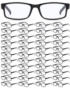 Yexiya 50 Pack Reading Glasses Bulk Frame Eyeglasses with Spring Hinge Traditional Adjustable Non-Prescription Glasses for Men Women(1.5 Diopters,Black)