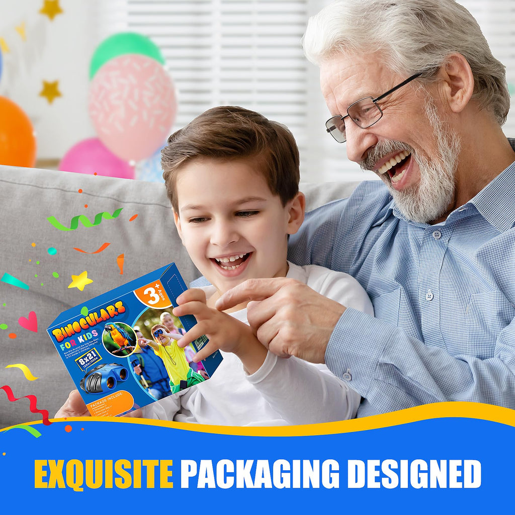 LET'S GO! Toys for 3+ Year Old Boys, Compact Waterproof Binocular for Kids Hunting-Hiking Presents for Kids Christmas Stocking Stuffers for 3-7 8-10 Year Old Grandkids Easter Toys for Boys Blue Gifts