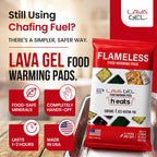 Lava Gel Self-Heating Buffet Kit – Flameless Food Warmer Set for Parties – Includes 4 Trays, 4 Half-Size Heat Pads & Foil Pans – Keeps Hot Food Hot for up to 3 Hours – Gel Fuel Can Alternative