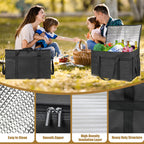 PEASUG 2PCS Insulated Bags for Food Delivery, XXXL Pizza Delivery Bags, Large Capacity Cooler Bag Keep Food Warm for Grocery Shopping and Catering, Foldable, Heavy-Duty (Black)
