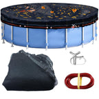 Leaf Cover for Above Ground Pool, Durable Black Mesh Swimming Pool Leaf Net Cover with Winch & Cable for Leaves and Debris for 18 Ft Round Pools (Black, 18 Ft)