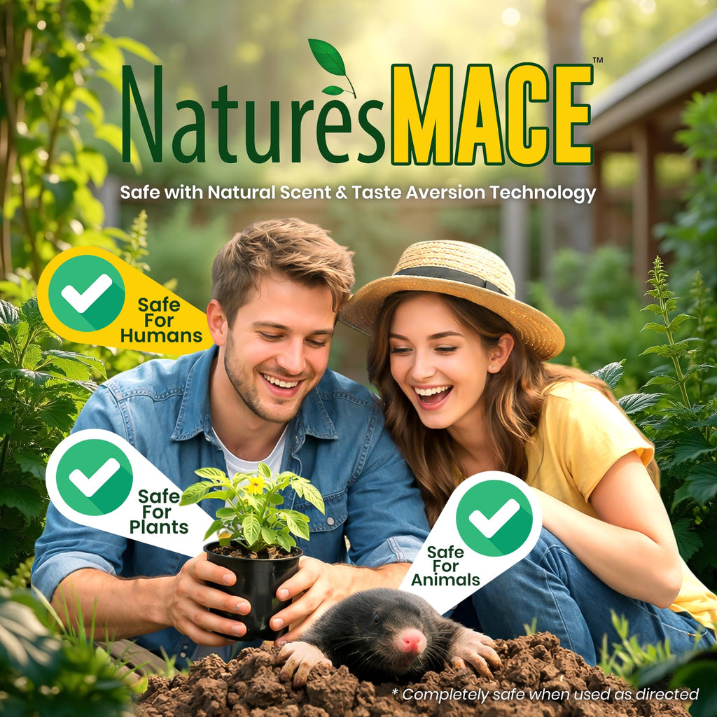 Nature's MACE Mole and Vole Mace, Mole Deterrent for Yard, 1 Gallon, 100% Pure Castor Oil, Lawns, Mole Repellent, Stop Tunneling, Mole Remover Treatment, Castor Oil Repellent, People, Pet, Plant Safe