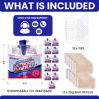 Fly Traps Outdoor Fly Trap for Patio. 12 Non-Toxic Pre-Baited Flies Bags Outdoor Disposable. Hanging Bug Catchers for All Filth Flies Killer for Outside Bug Control in Yard Horse Ranch Trash Can