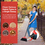 Tiumso Heavy Duty Angle Broom - 55" Adjustable Iron Handle with Stiff Bristles - Commercial-Grade Indoor/Outdoor Broom for Garage, Patio, Kitchen, Sidewalk & Concrete Cleaning (Black & Red)