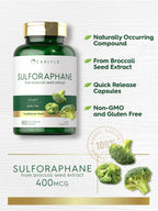 Carlyle Sulforaphane Supplement | 400 mcg | 180 Capsules | from Broccoli Seed Extract | Non-GMO and Gluten Free Formula