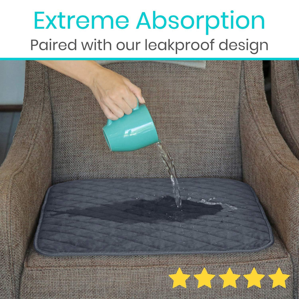 Sures Waterproof Chair Pads for Incontinence (22" x 21") - Washable, Waterproof Seat Protector - Chair Protector Seat Cover - Absorbent Pad for Bed, Seat, Car, Wheelchair & Recliner (Gray, 1 Pack)