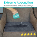Sures Waterproof Chair Pads for Incontinence (22" x 21") - Washable, Waterproof Seat Protector - Chair Protector Seat Cover - Absorbent Pad for Bed, Seat, Car, Wheelchair & Recliner (Gray, 1 Pack)