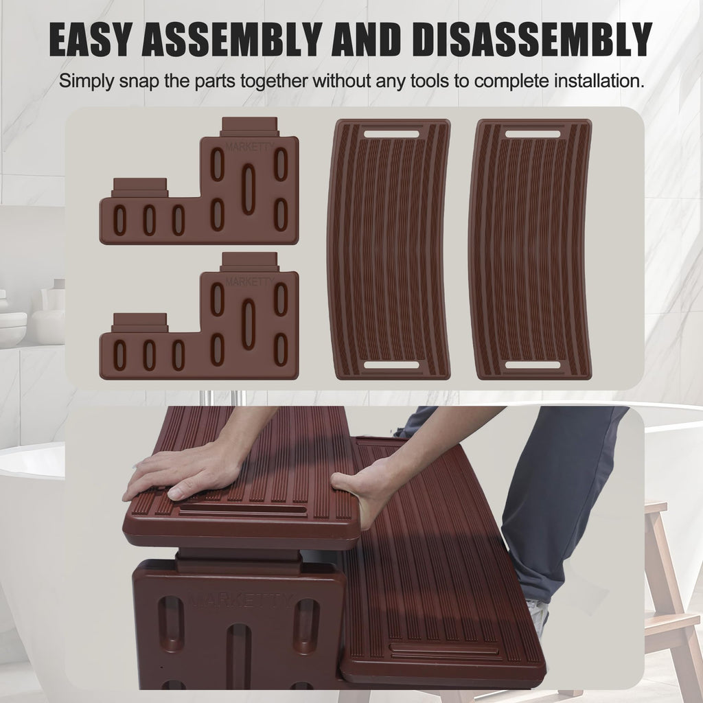 Hot Tub Steps, Non-Slip & Durable Hot Tub Stairs, Portable Universal Ladder Can Be Used Indoors and Outdoors (Reddish Brown)