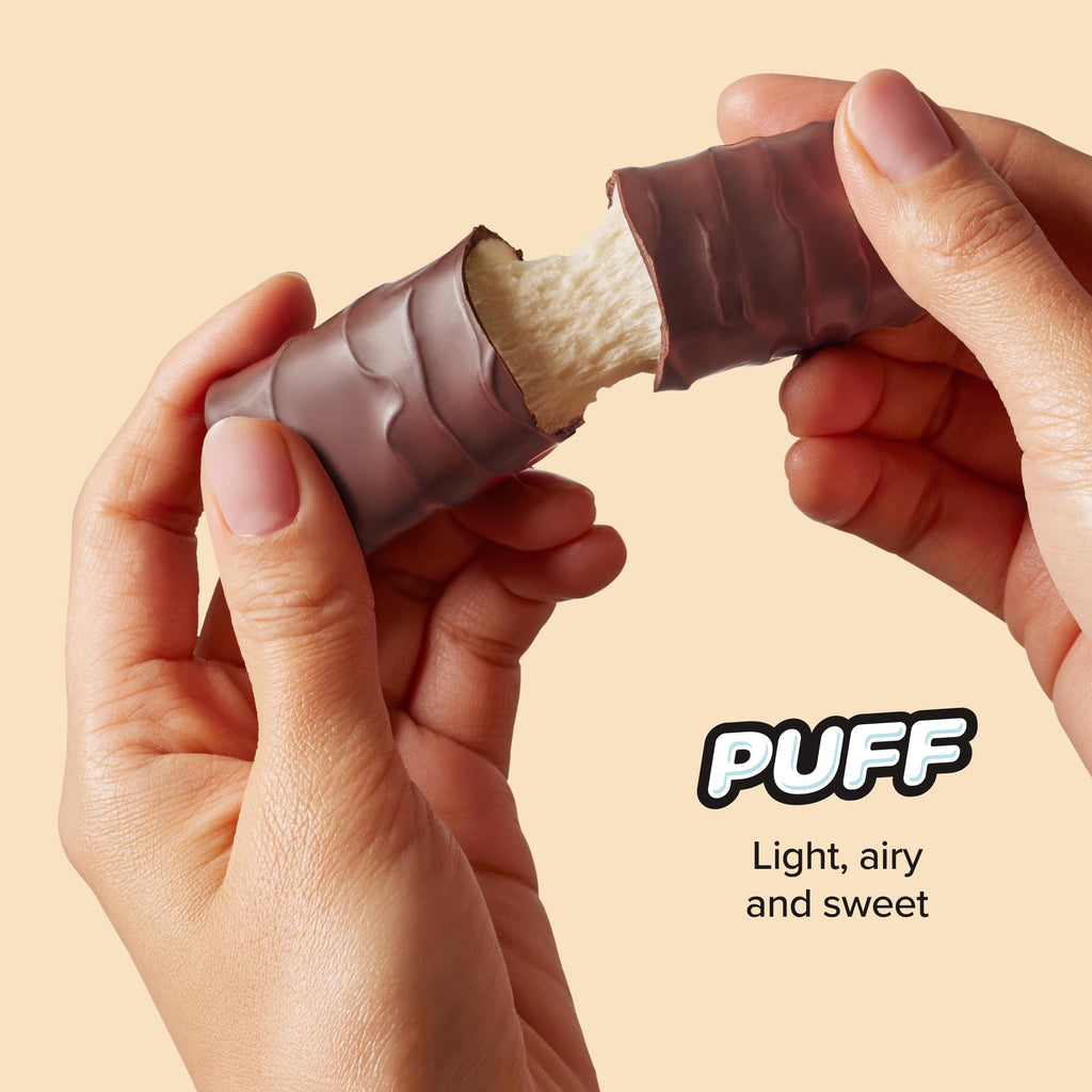 Built Puffs Bars, 12 Count Protein Bar - High Protein Energy Bars, Collagen, Gluten Free, Chocolate Covered, Low Carb, Low Calorie, Low Sugar, Delicious Protein, Healthy Snack (Peanut Butter)