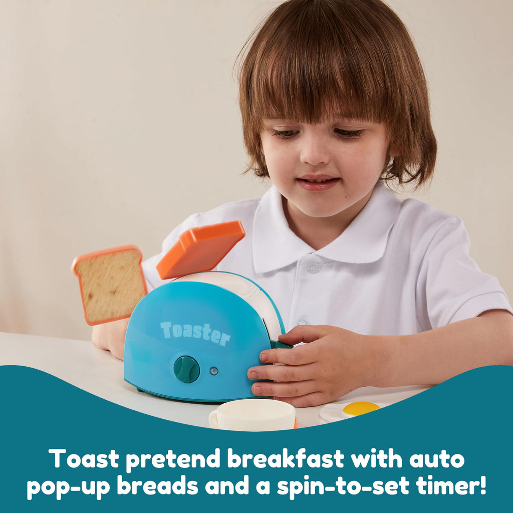 Joyin Play Kitchen Toys, Pretend Food Kitchen Accessories Girls Toy with Coffee Maker, Mixer, Toaster with Realistic Lights& Sounds, Birthday Gift for Kids, Gifts for Christmas