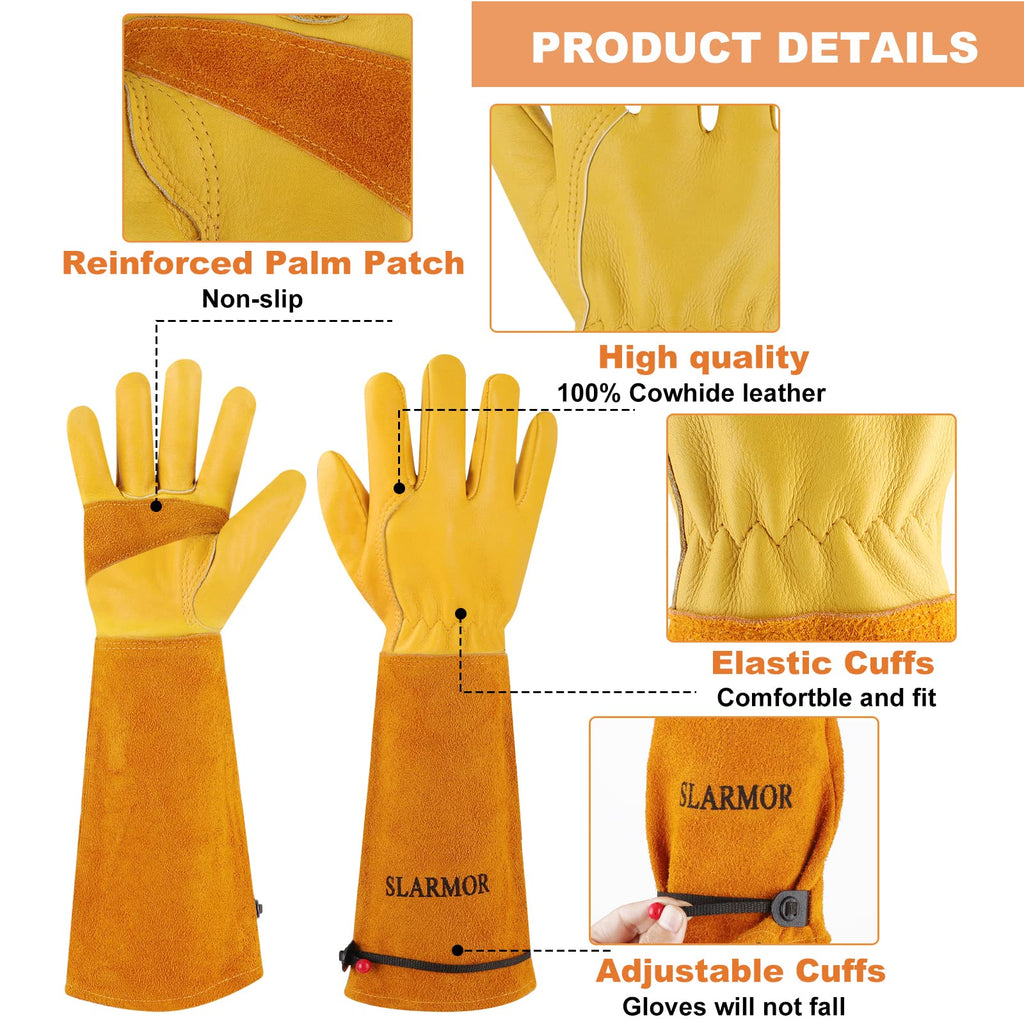 SLARMOR Gardening Gloves for Women Men, Long Thorn Proof Rose Pruning Glove