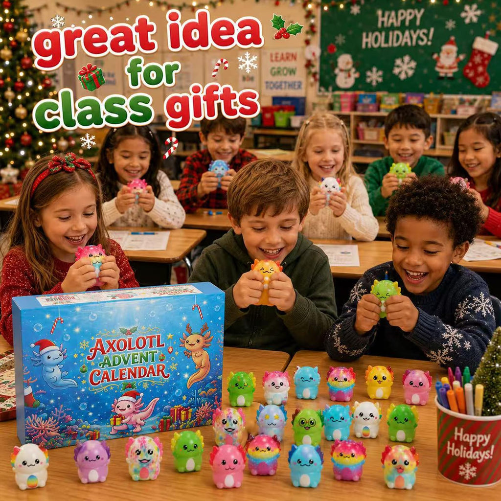 Axolotl Squishy Advent Calendar 2026,24 Axolotl Slow Squisies Toys,Christmas Countdown Calendar Party Favors,Christmas Stocking Stuffers Gifts
