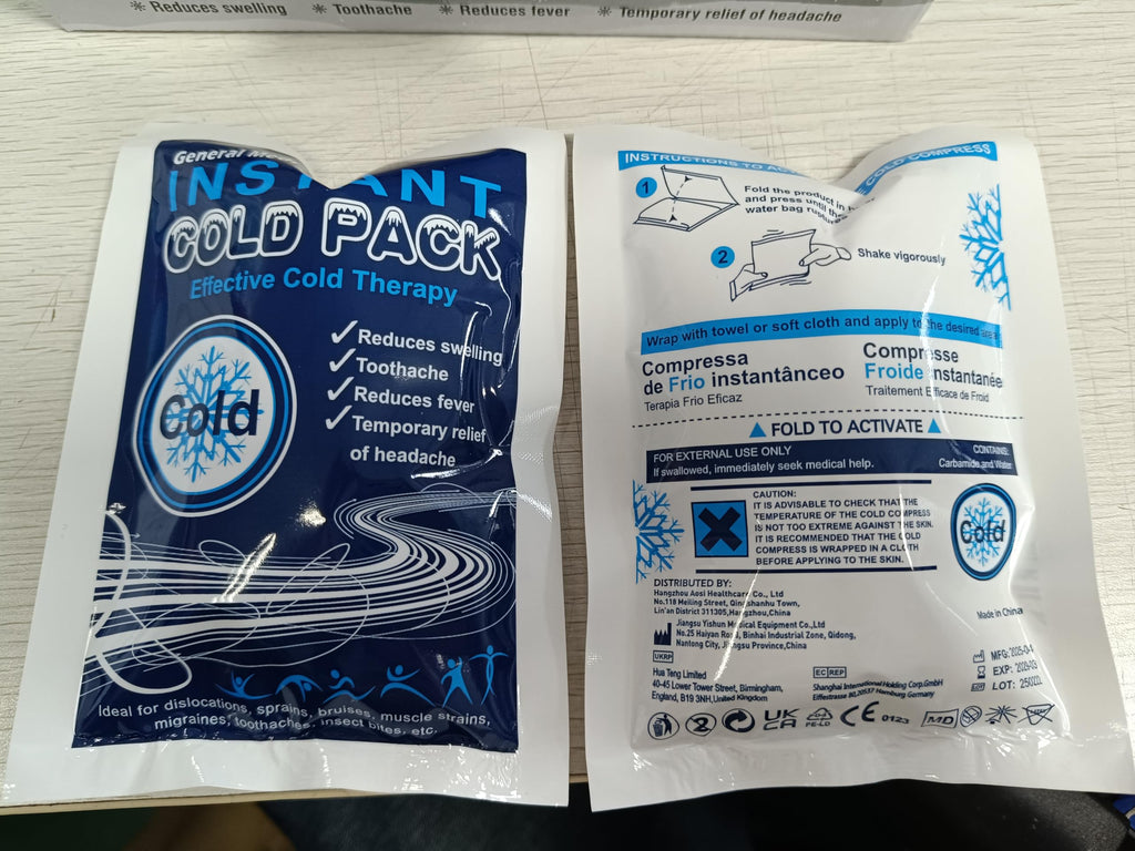 General Medi Instant Ice Cold Pack (4”x 5.5”) – 8 Packs Disposable Cold Therapy Ice Packs for Pain Relief, Swelling, Inflammation, Sprains, Toothache – for Athletes & Outdoor Activities