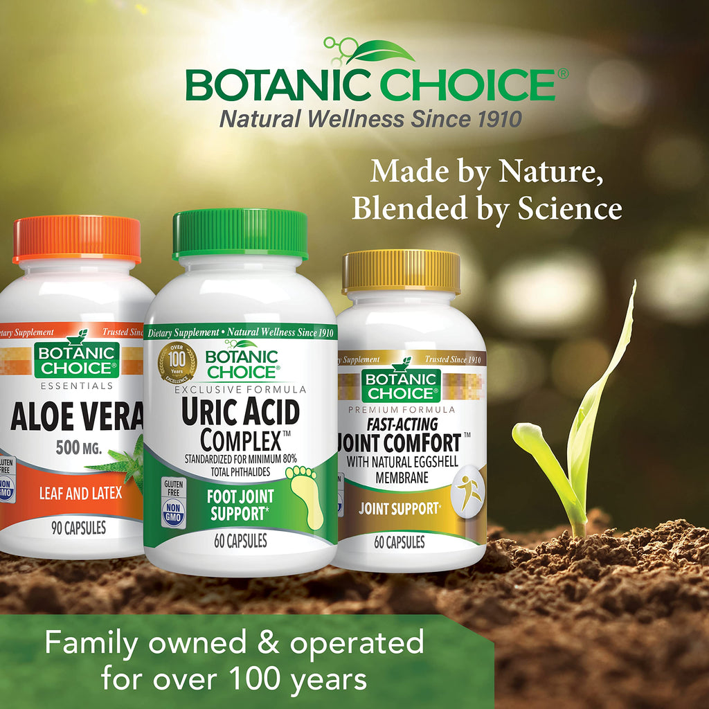 Botanic Choice Uric Acid Complex Supplement - Foot Joint Support-Help Soothe Discomfort with Celery Seed & Bromelain -Gluten Free, Non-GMO, 60 Caps