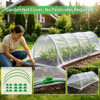 10×20 FT Ultra Fine Garden Mesh Netting with 36PCS Fiberglass Hoops, Reusable Raised Garden Bed Cover for Vegetables Fruits, Outdoor Garden Netting Kits for Greenhouse