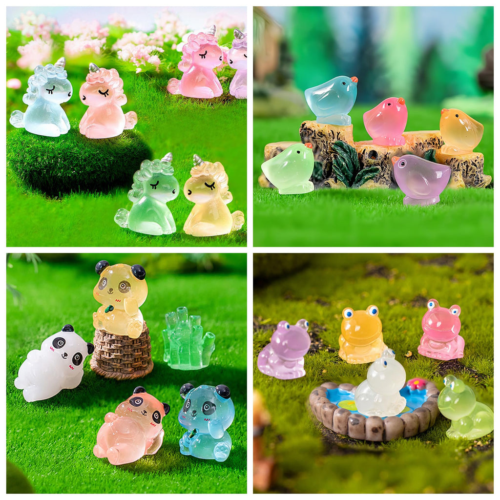 ElpizoFos 130pcs Various Luminous Mini Resin Animal Fairy Garden Miniature