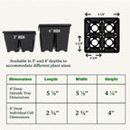 Epic Reusable Seed Starter Tray - Easy Watering Seed Starting Trays - Gardener Friendly Plant Trays for Seedlings | UV-Treated BPA-Free Seedling Tray -4-Cell 4" Seed Starting Trays - Black /4 Trays
