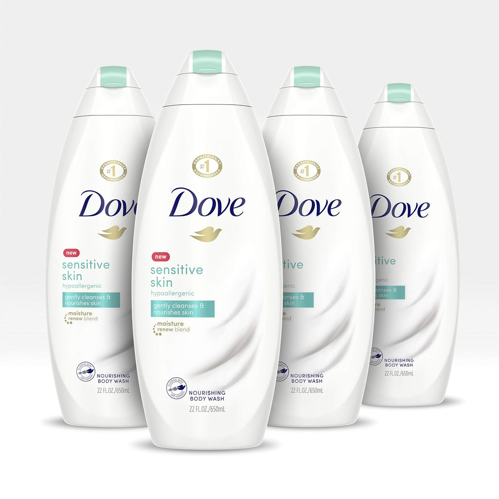Dove Body Wash For Softer and Smoother Skin Sensitive Skin Hypoallergenic and Sulfate Free Body Wash 22 oz, 4 Count