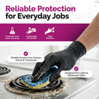 GripProtect Precise Black Nitrile Gloves 4 Mil, Chemical Resistant Gloves