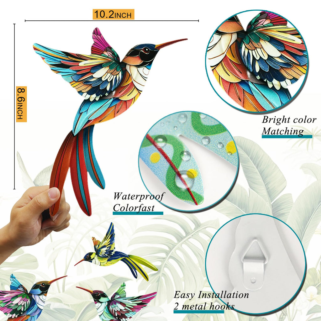 Hummingbird Outdoor Decor 4Pack - Outdoor Metal Wall Art Decoration