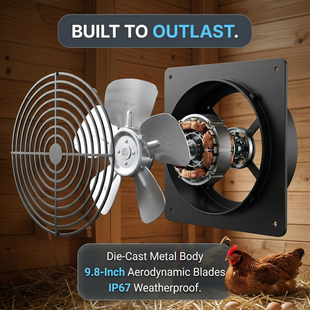 ORQEMG Solar Powered Fan with Battery Backup, 15W Monocrystalline Panel, 12V 4000mAh Control Box, Remote Control, 3 Modes, Adjustable Speed Ventilation Fan for Chicken Coop, Greenhouse, Shed, Attic