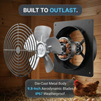 ORQEMG Solar Powered Fan with Battery Backup, 15W Monocrystalline Panel, 12V 4000mAh Control Box, Remote Control, 3 Modes, Adjustable Speed Ventilation Fan for Chicken Coop, Greenhouse, Shed, Attic