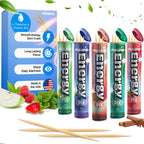 PurePix Energy Flavored Toothpicks with B12 & L-Theanine in 5 Bold Flavors (Apple Mint, Blurazz Ice, Cinnamon Ice, Spearmint, Strawberry Ice), 20mg Caffeine Birchwood Infused Toothpick, (5×20 Count)
