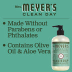 MRS. MEYER'S CLEAN DAY Liquid Hand Soap, Cruelty Free Hand Wash Made with Essential Oils, Basil Scent, 12.5 oz - Pack of 6