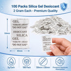 Sukh 100PCS Silica Gel Packets - 2g Desiccant Beads Moisture Absorbers