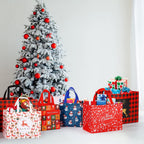 YANGTE 20 Pack Christmas Gift Bags Assorted Sizes, Reusable Tote Bags with Handle, Includes 4 Large 8 Medium 8 Small Non-Woven Christmas Bags for Xmas Party Favors