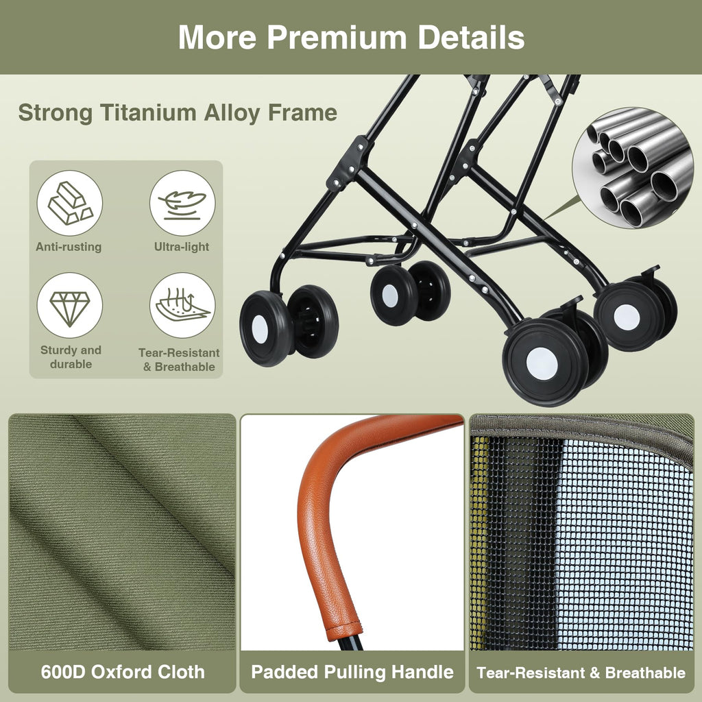Double Pet Stroller for Dogs and Cats: Dog Stroller Foldable Travel Carriage with Detachable Carriers, Safety Belts, and 4 Lockable Wheels for Small to Medium Pets – Ideal for Multi-Pet Homes (Green)