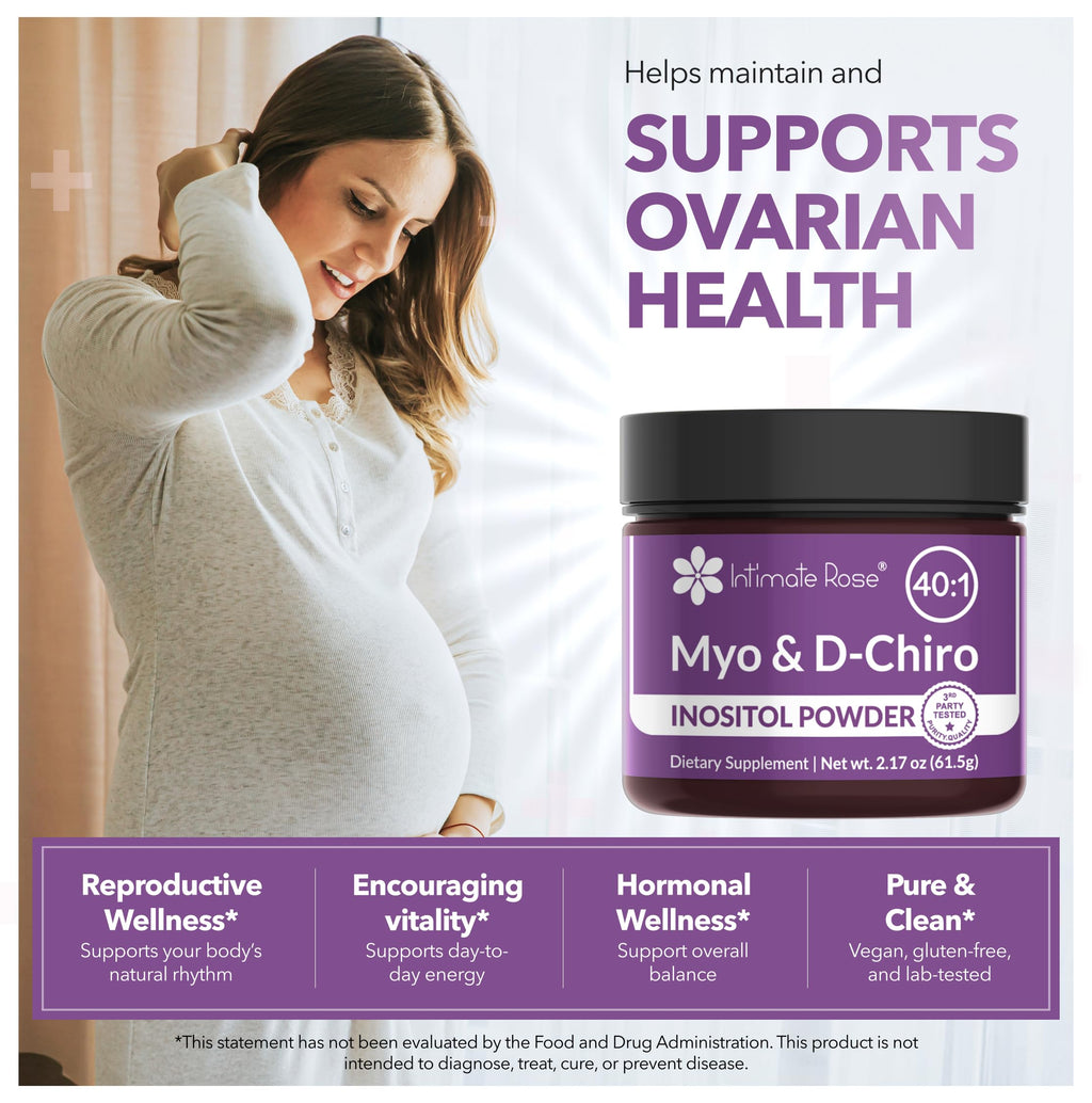 Intimate Rose Inositol Supplement for Women Powder - Myo-inositol & D-Chiro Inositol Powder - Hormonal Balance & Healthy Ovarian Function Support for Women - Ideal 40:1 Ratio - Made in USA
