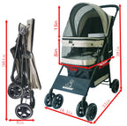 ROODO 4 Wheel Dog Cat Pet Stroller Best Lightweight Foldable Compact Portable Jogger All Terrain Travel Pet Gear Puppy Doggie Bunny Kitty Stroller for up to 30lbs Medium Small Dogs Cats(Light Khaki)