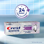 Crest 3D White Teeth Whitening Toothpaste for Adults, 4.6oz, 3 Pack, Stain Remover, Cavity Protection Fluoride Toothpaste, Strengthens Enamel, Faster Whitening, Brightens Teeth, Travel Size