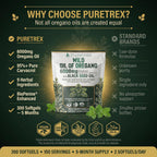PURETREX Wild Oil of Oregano 6000mg with Black Seed, Turmeric & Ginger – 300 Softgels | 95% Carvacrol & Thymoquinone | Immune, Gut & Respiratory Support | High-Potency Herbal Complex – Vegan & Non-GMO