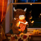 GIGALUMI Solar Highland Cow Decor Garden Statue, Cow Outdoor Ornament
