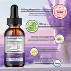 (2 Pack) Magnesium Glycinate Liquid Drops 500mg, with Vitamin B6, Ashwagandha, L - Theanine, Chamomile, Magnesium Glycinate Supplement High Absorption for Sleep, Stress, Energy Mood - Cherry Flavor