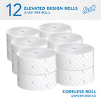 Scott Professional Coreless High-Capacity Jumbo Roll Toilet Paper, Bulk (07006), 2-Ply, Elevated Design, Septic Safe, White (12 Rolls at 1,150' Each, 13,800'/Case)