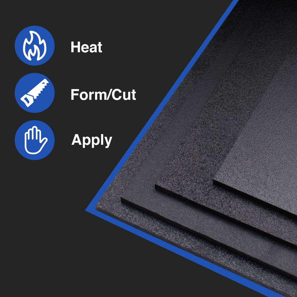 Duco ABS Plastic Sheet 1/8" (3mm) Thick 12" x 24" - 1 Pack of USA-Made Textured & Matte ABS Black Sheet - Heat Moldable Plastic Panel for Home Decor, Crafts, Robotics, DIY Projects and Industrial