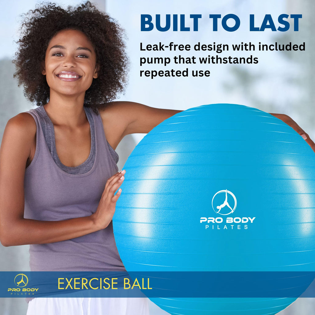 ProBody Pilates Exercise Ball - Multiple Sizes Gym Grade Balance Ball for Fitness, Workout, Pregnancy & Physical Therapy, Stability Yoga Ball Chair (Teal, 45 cm)