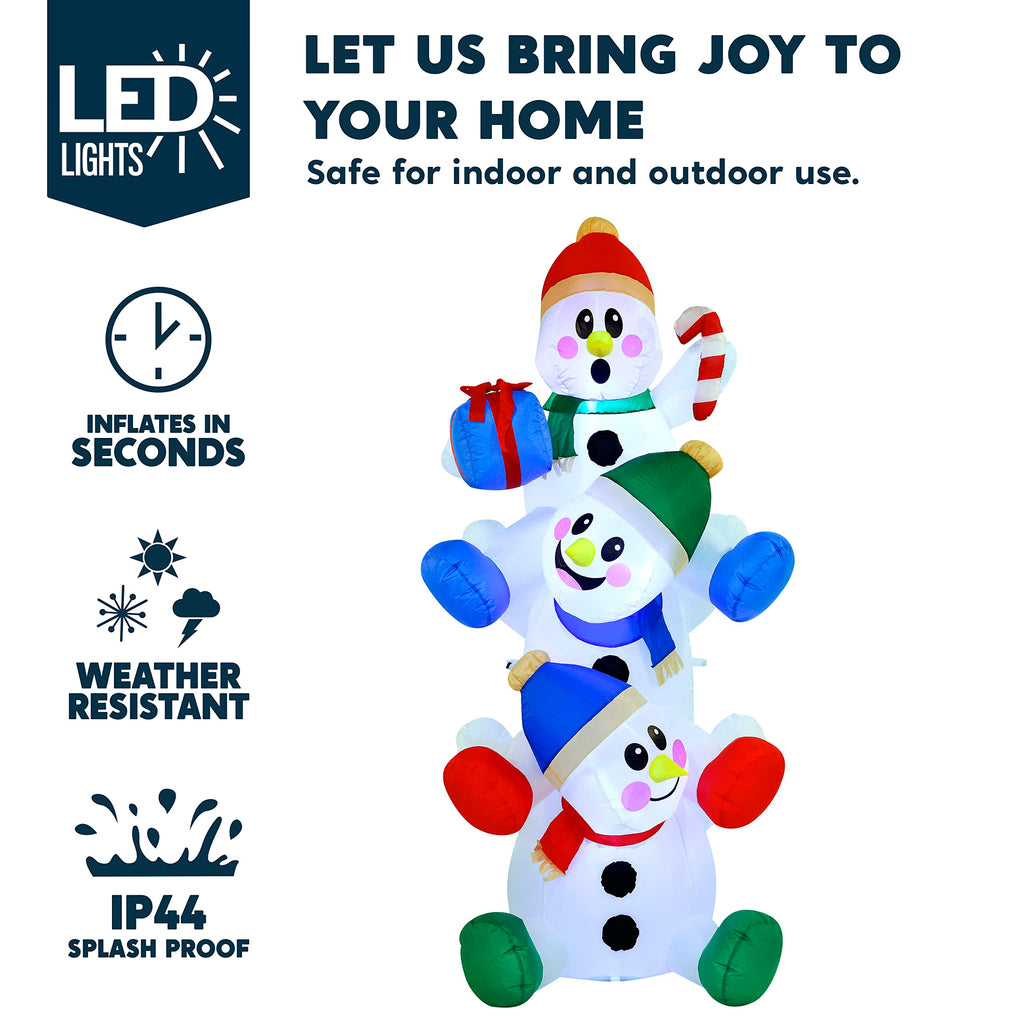 Joiedomi 6 FT Christmas Inflatable Decoration Stacked Snowman with Build-in LEDs Blow Up Inflatables for Xmas Party, Home Indoor Outdoor Christmas D��cor Yard Garden Lawn Winter Holiday Supplies D��cor