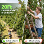ARTIPOLY 20FT Reach Telescoping Fruit Picker, 4-12FT Adjustable Aluminum Pole with Basket, Lightweight Heavy Duty Tool for Harvesting Apples Mangoes Avocados Pears Lemons
