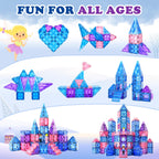Magnetic Tiles 102pcs with 2 Stairs 2 Dolls Princess Castle Building Girls Toys Age 4-5 6-8 Magnetic Blocks Birthday Xmas Gifts for Girls Toys for 3 4 5 6 7 8+ Year Old