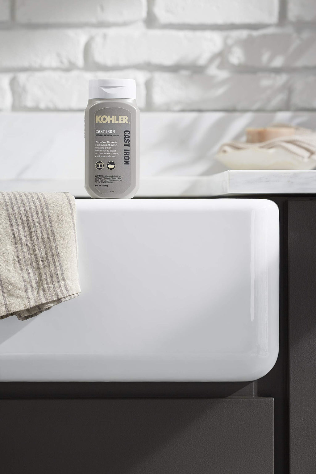 KOHLER K-23725-NA Cast Iron Cleaner, For Kitchen and Bathroom, 8 oz Bottle, Nonabrasive Cream-based Cleaner (Pack of 2)