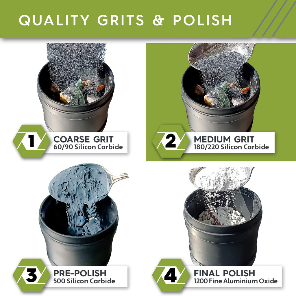 Polly Plastics Rock Tumbler Media Grit Refill, Medium 180/220 Silicon Carbide Grit, Stage 2 for Tumbling Stones (2 Pack) (6 lb.)
