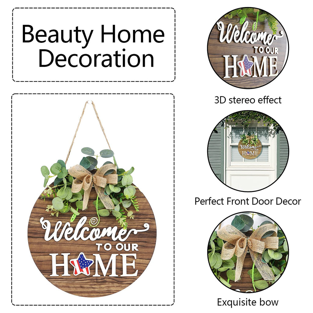 Interchange Welcome Sign Front Door Wreaths for Spring Fall Summer Winter