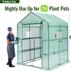 Greengro Greenhouse, 57 x 57 x 76'' Greenhouses for Outdoors, Portable Greenhouse Kit with Mesh Side Windows, PE Cover, 8 Shelves, Heavy Duty Walk in Green House for Backyard Garden Indoor Outside