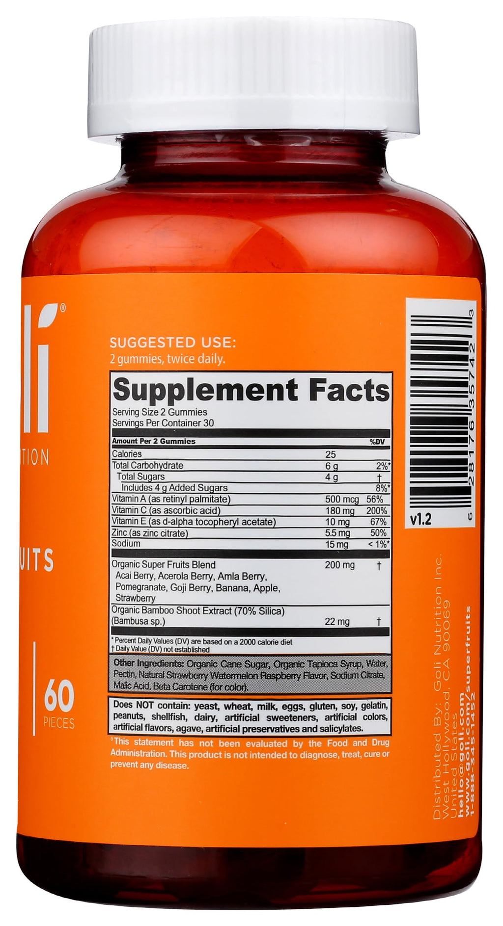 Goli Nutrition, Gummies Superfruits Mixed Fruit, 60 Count